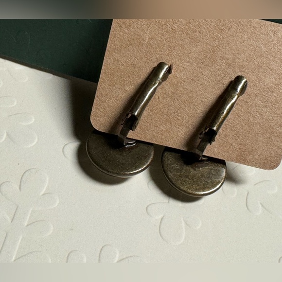 ❄️ SALE! BRAND NEW FA LA LA Holiday Leverback Earrings Antique Bronze & Glass - Picture 6 of 11